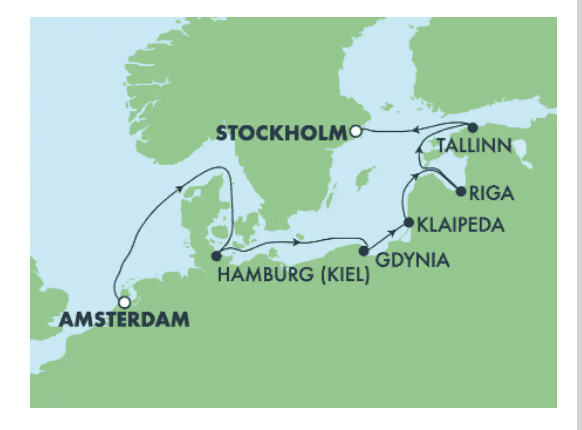 a map of our baltic cruise ports 