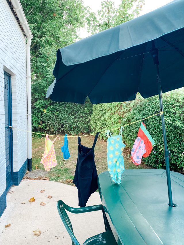 hanging clothes to dry outside